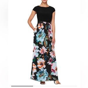 SL Women’s Floral-Print Cap-Sleeve Maxi Dress